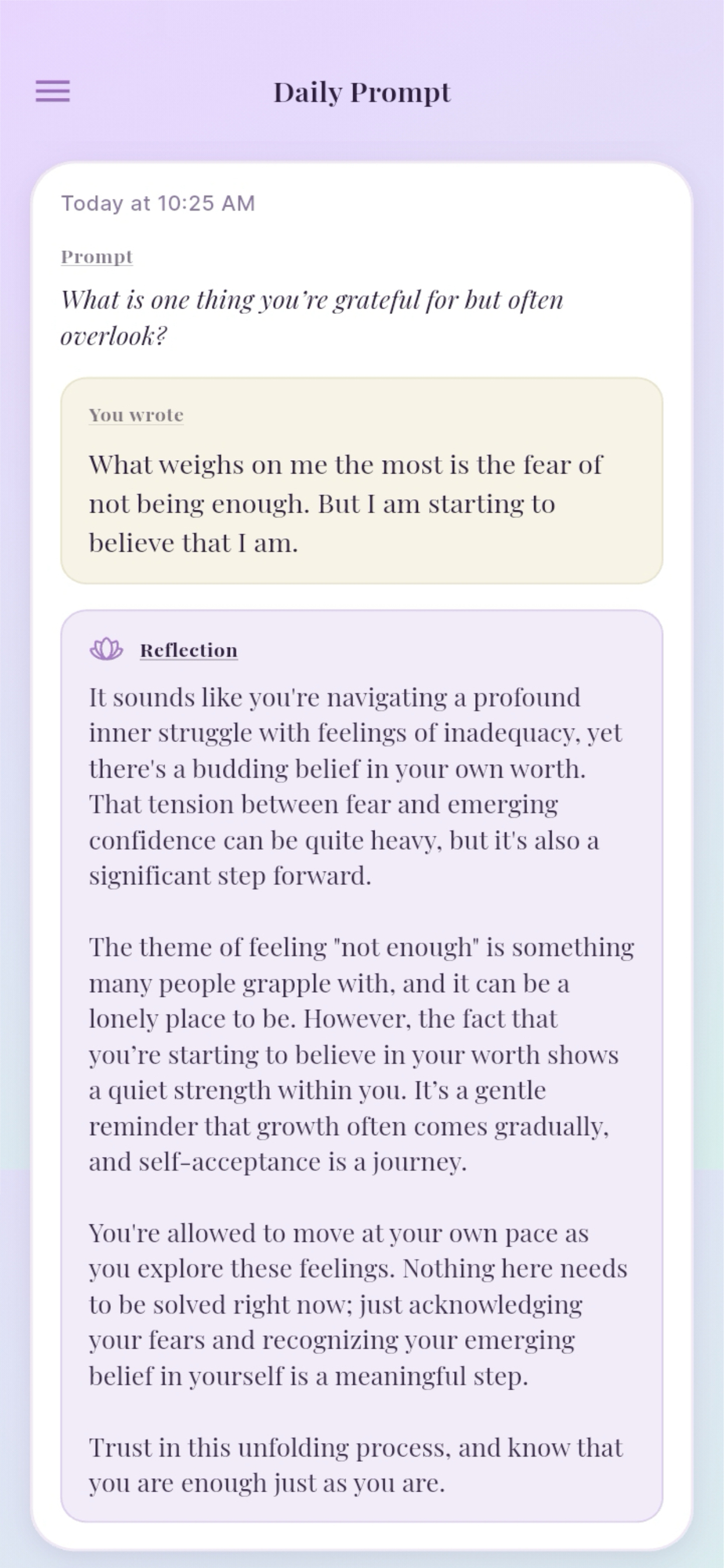 Get a gentle reflection back