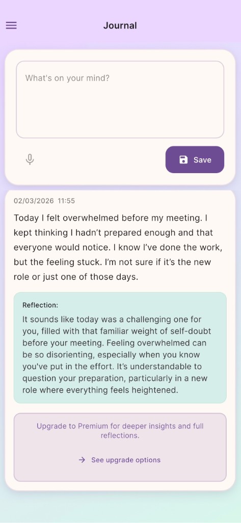 SoulFrame Journal — free reflection (one per day)
