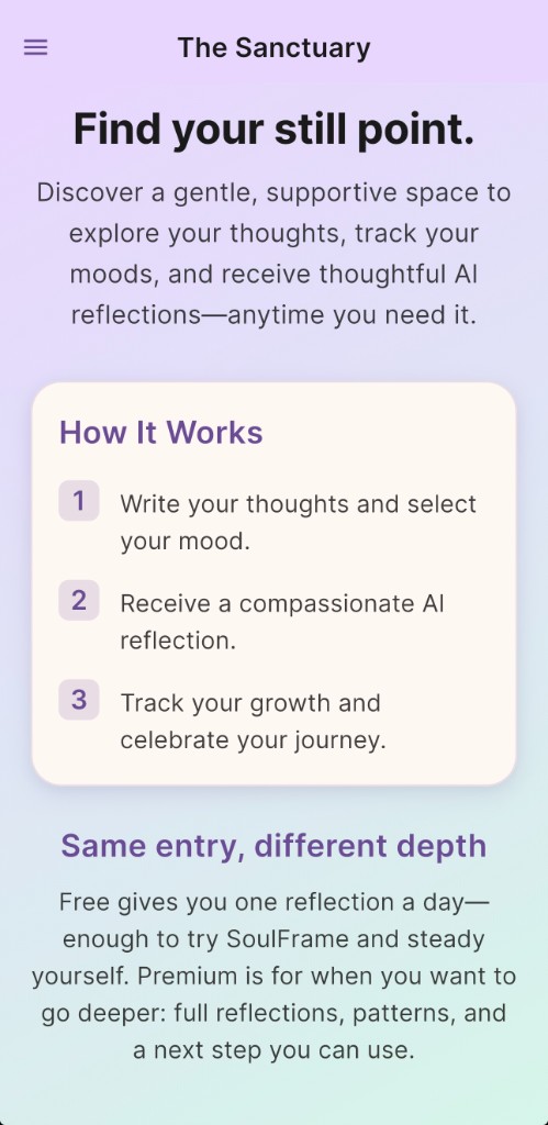 SoulFrame: Find your still point — How it works